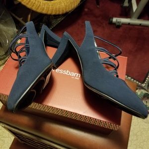 Navy Blue Sling Back 3 1/2 in. Heel